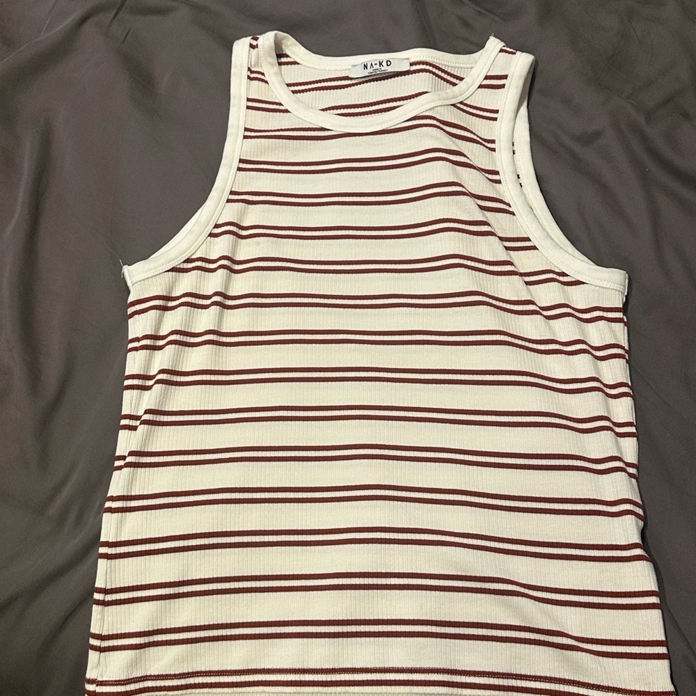 Na-kd clothing Women's Striped Tank Top - White and Red